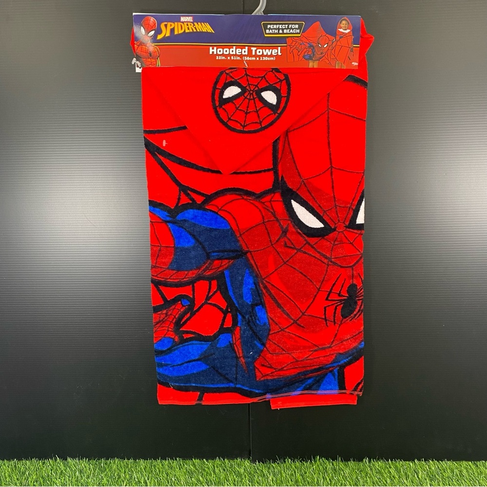 Marvel Spider-Man Red Hooded Towel Poncho Towel Red Blue Age 3-6 Years Brand New